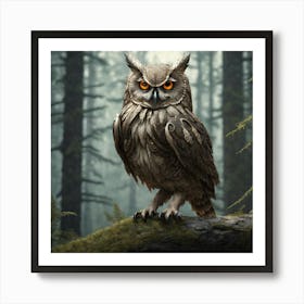 Owl In The Forest 141 Art Print