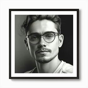 Portrait Of A Man With Glasses Art Print