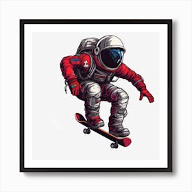 Astronaut Skateboarding 1 Art Print