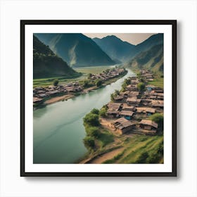 0 Beautiful Villages On The Banks Of The River, Chal Esrgan V1 X2plus Art Print