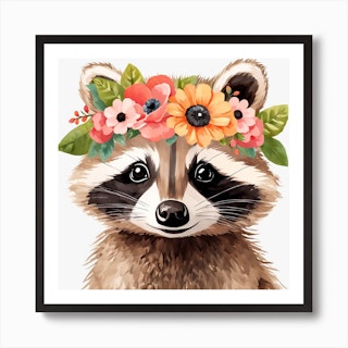 Raccoon floral Palette MADE TO ORDER – sophsdraws