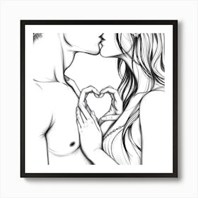 Kissing Couple Art Print