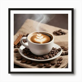 Coffee And Coffee Beans Art Print