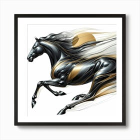 Black Horse Abstract Illustration Art Print