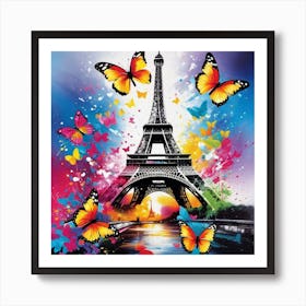 Paris With Butterflies 110 Art Print