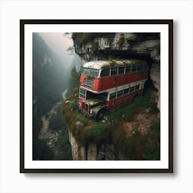 Abandoned Bus In A Cliff Art Print