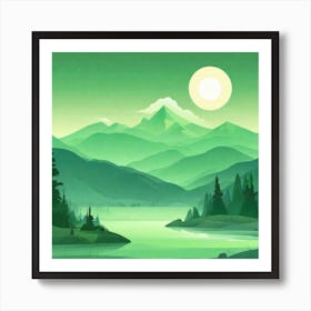 Misty mountains background in green tone 47 Art Print