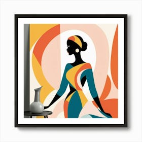 Abstract Woman In Colorful Dress Art Print