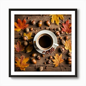 Autumn Leaves And Coffee 11 Art Print