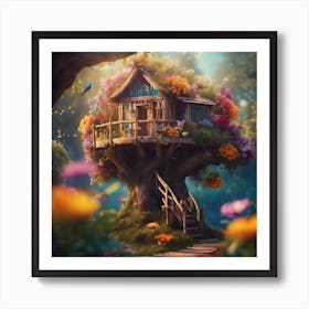 Tree House in the Sky Art Print