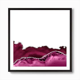 Burgundy & Silver Agate Texture 16 Art Print