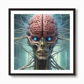 Skull With Brain Art Print