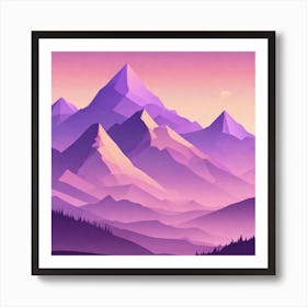 Misty mountains background in purple tone 24 Art Print