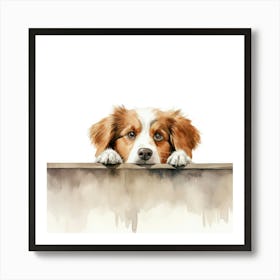 Dog Looking Over The Wall Art Print