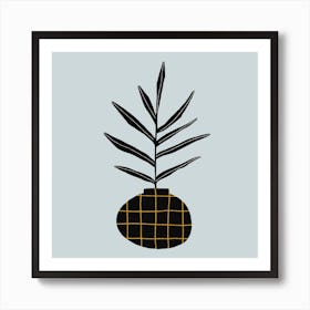 Modern Plant With Grid Square Art Print