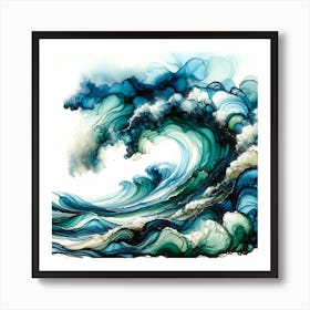 Alcohol Ink Surfs Up Waves Art Print