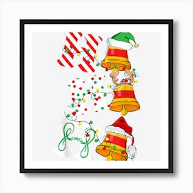 Ho Ho Ho Bell Lights Santa Hat Reindeer Elf Christmas Funny Art Print