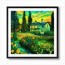 Sunset At The House Art Print