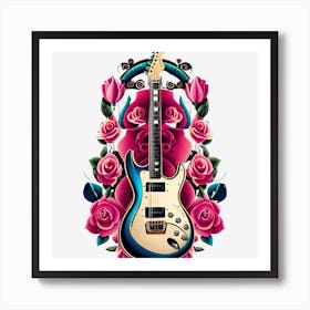 Electric Guitar With Roses 7 Art Print