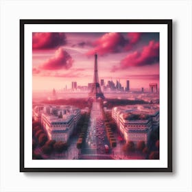 Paris At Sunset 1 Art Print