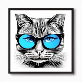 Cat With Glasses 2 Art Print