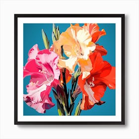 Andy Warhol Style Pop Art Flowers Gladiolus 4 Square Art Print