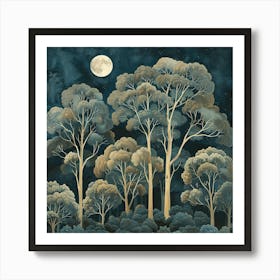 William Morris Inspired Night in the Woods Art Print