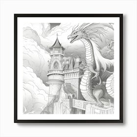 Dragon And Castle Art Print