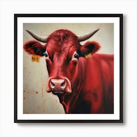 Red Cow Art Print