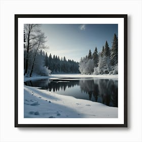 Lake In Winter 1 Art Print