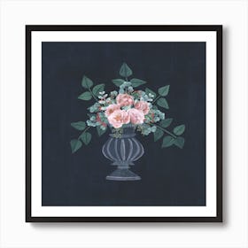 Pink Roses In A Vase Flowers Roses Vase Floral Bouquet Art Print