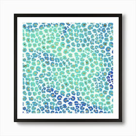 Blue Gold Leopard Art Print