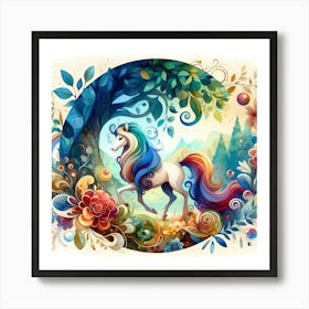 Unicorn In The Forest Art Print