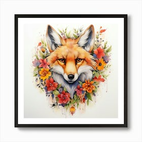 Fox In Flowers 1 Art Print