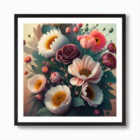A Picture Of Some Flowers On A White Background Art Print