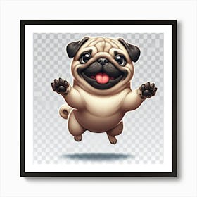 Pug Dog Jumping Art Print