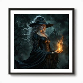 Witch Holding A Candle Art Print