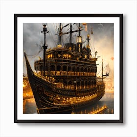Steampunk cruise ship Art Print