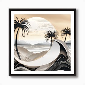 Island Oasis textured monochromatic Art Print