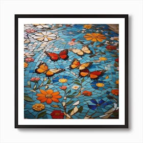 mosaic_floor_with_flowers 3 Art Print