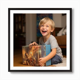 Little Boy Playing With A Box Art Print