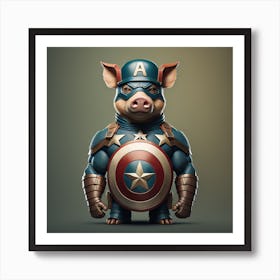 Captain America Pig 1 Art Print