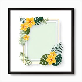 Frame With Tropical Flowers Art Print