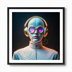 Futuristic Woman With Headphones 9 Art Print