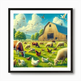 Farm Animals Art Print