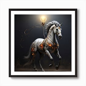 Horse With Light Bulb Art Print