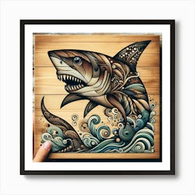 Dynamic Shark Wave Art Art Print