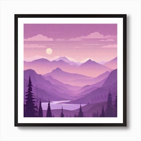 Misty mountains background in purple tone 22 Art Print