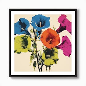 Andy Warhol Style Pop Art Flowers Canterbury Bells 1 Square Art Print