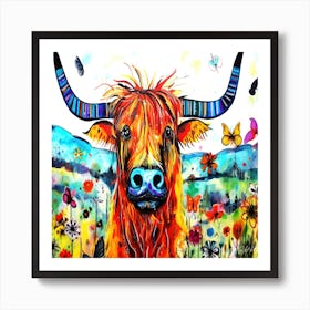 Highland Meadow Cow - Highland Cow Art Print